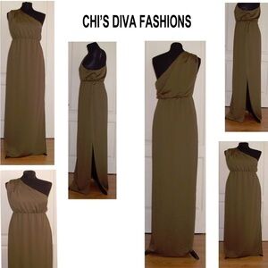 Green Asymmetrical One-Shoulder Maternity Gown for Wedding Guest